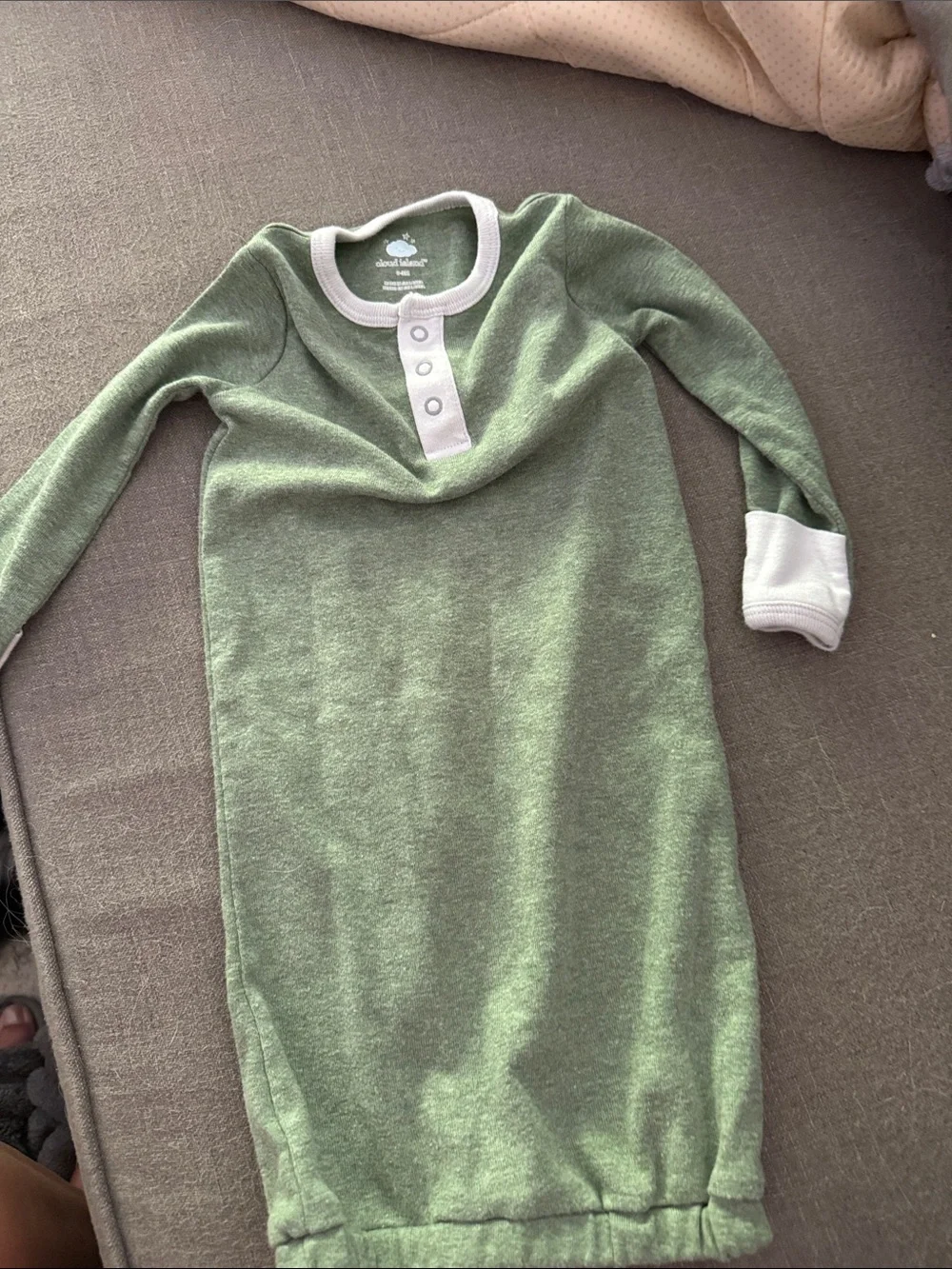 cloud island Green Sleep Gown with White Trim